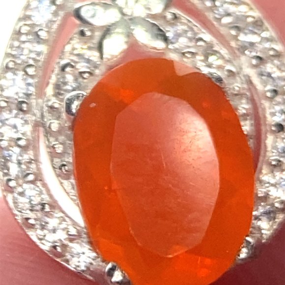 Fire Opal 1.02ct Platinum Finish Solid 925 Sterling Silver Pendant - Picture 6 of 6